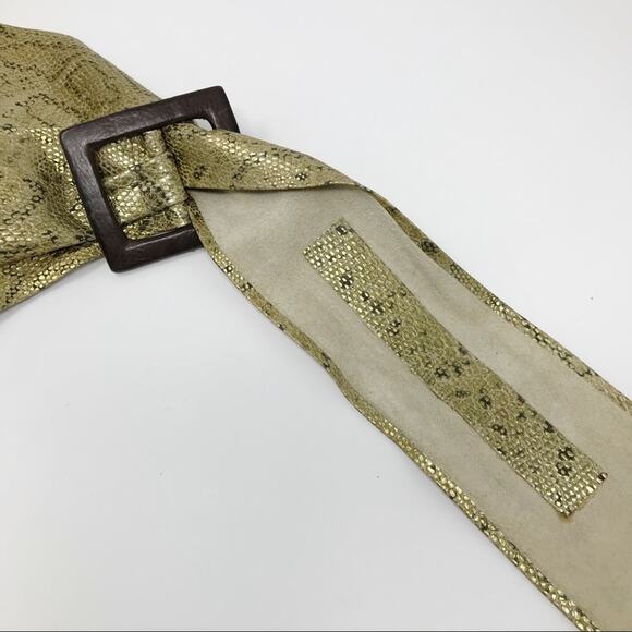 Leatherock 90s Python metallic gold leather embossed metallic wide wrap belt M main image 6